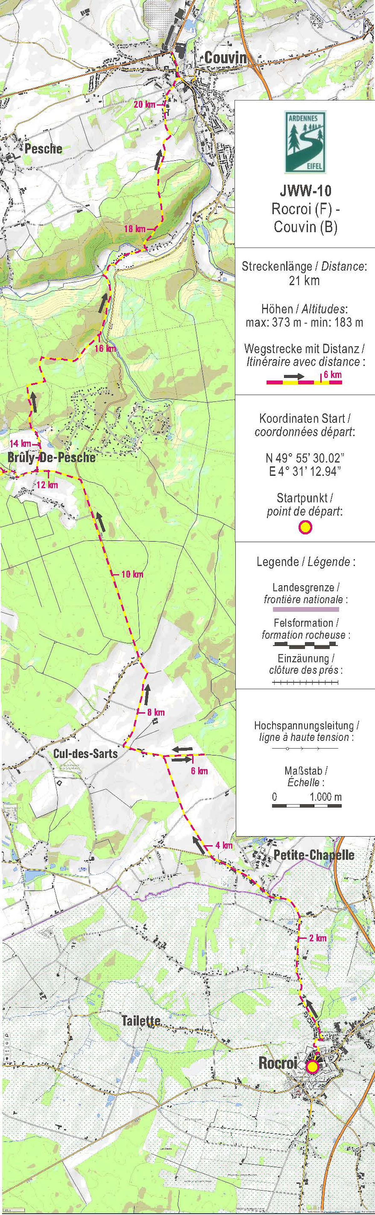 Übersichtskarte des Weges