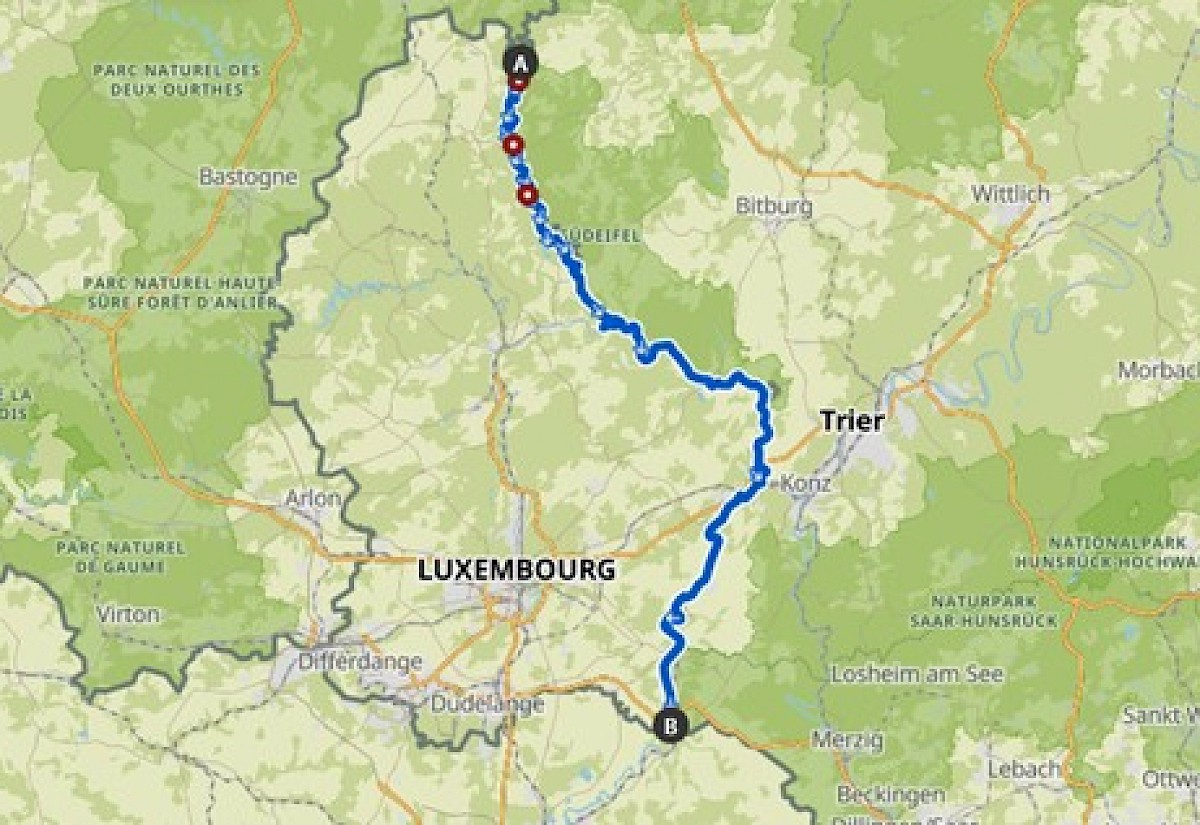 Übersichtskarte des Weges